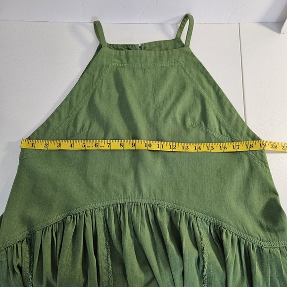 Pilcro Anthropologie Kayla Flounce Green Denim Drop Waist Mini Dress Sz M - Picture 12 of 13